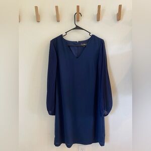 Sam Edelman Navy Long Sleeve Pleat Dress